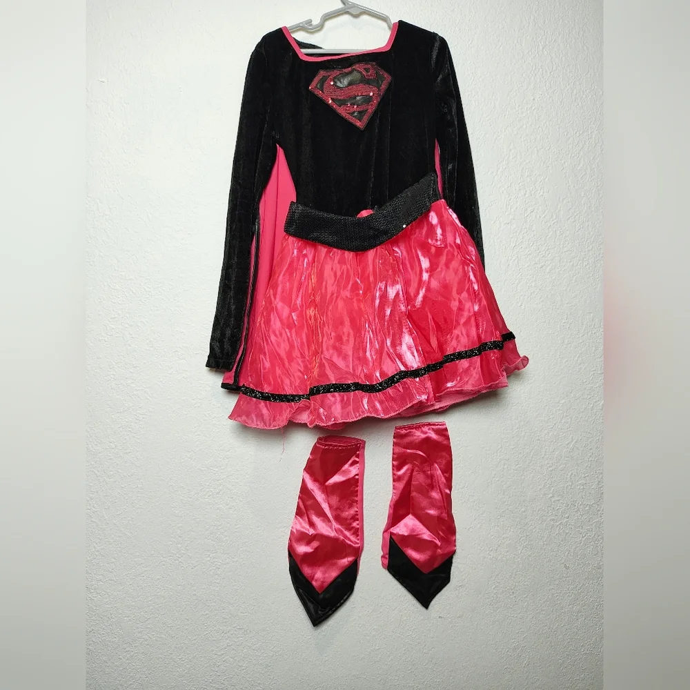 Superhero Kids Costume in Black and Pink